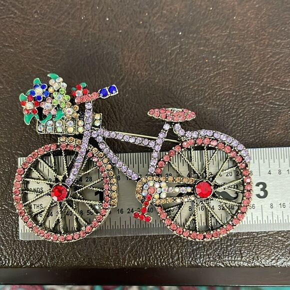 RHINESTONE BICYCLE BROOCH - Picture 3 of 4